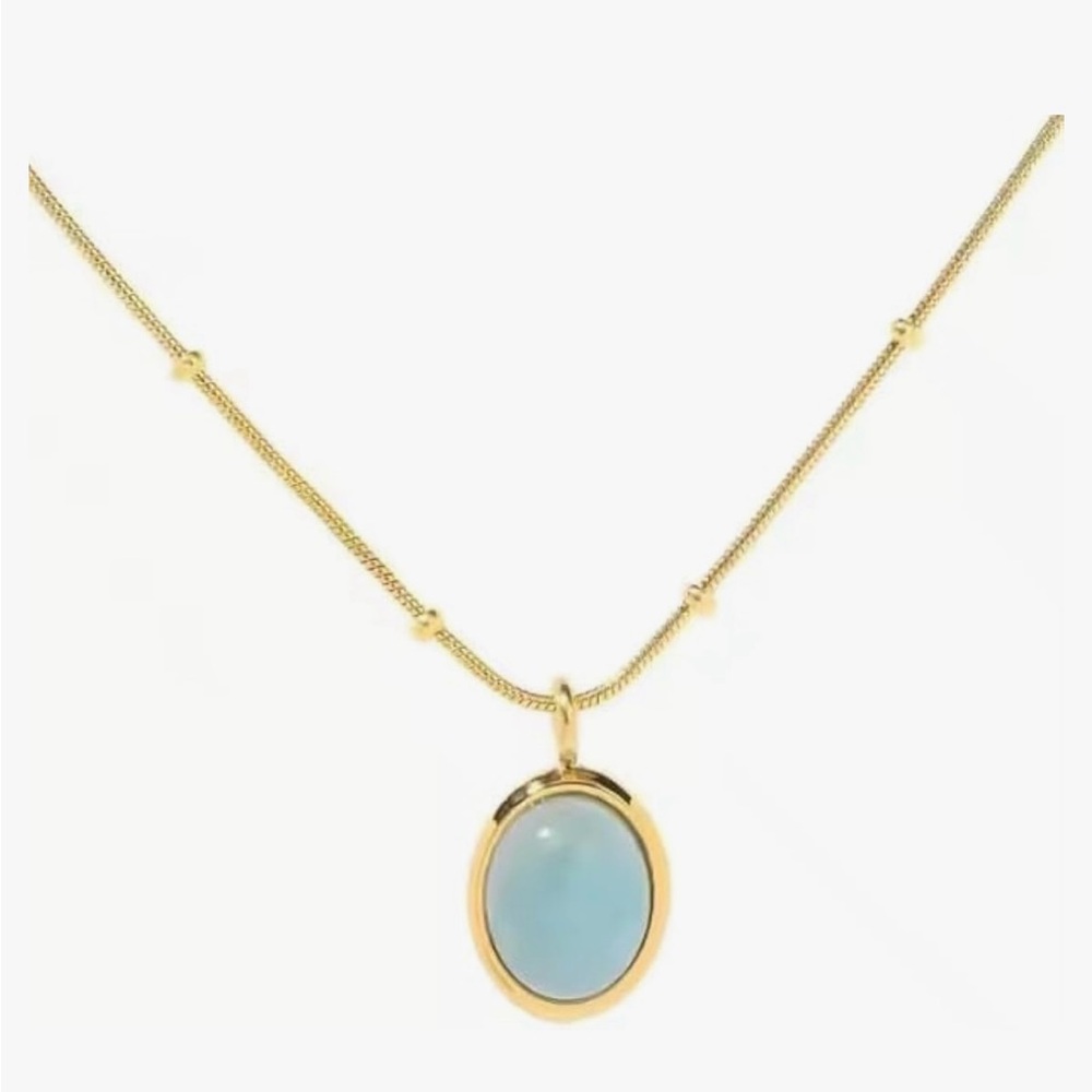 Gold Necklace with Blue Pendant